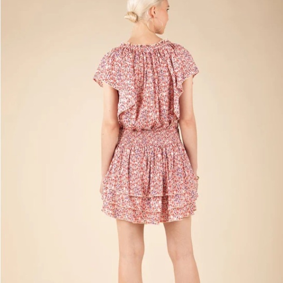 NWT Poupette St Barth S Elsa dress pink 0377 floral ruffle layered short tassel - Picture 5 of 15